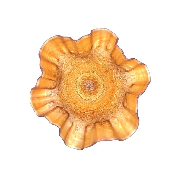 Antique Autumn Color Palette Pedestal Bowl 1920s - Picture 3 of 6